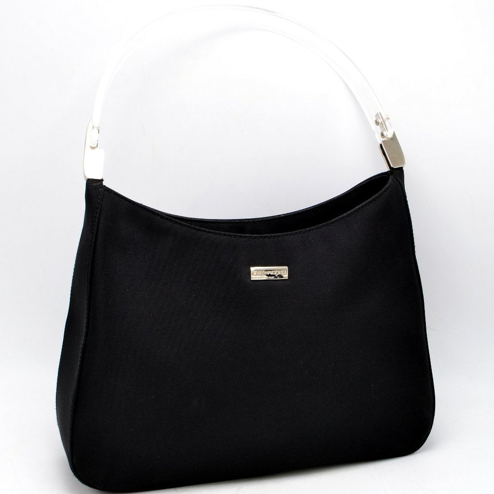 Evan Picone Black Handbag with Clear Strap Handle